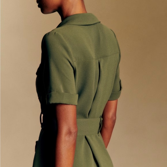 Sezane Raquel dress olive green size 10 - Picture 3 of 11